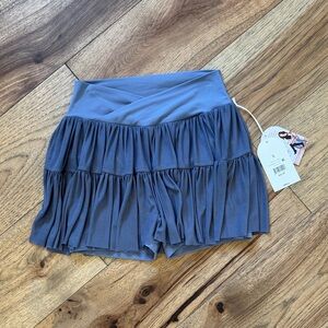 Stylish Women's Blue Ruffled Skorts